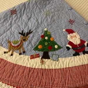 Pottery Barn Kids Blue and Red Holiday Tree Skirt